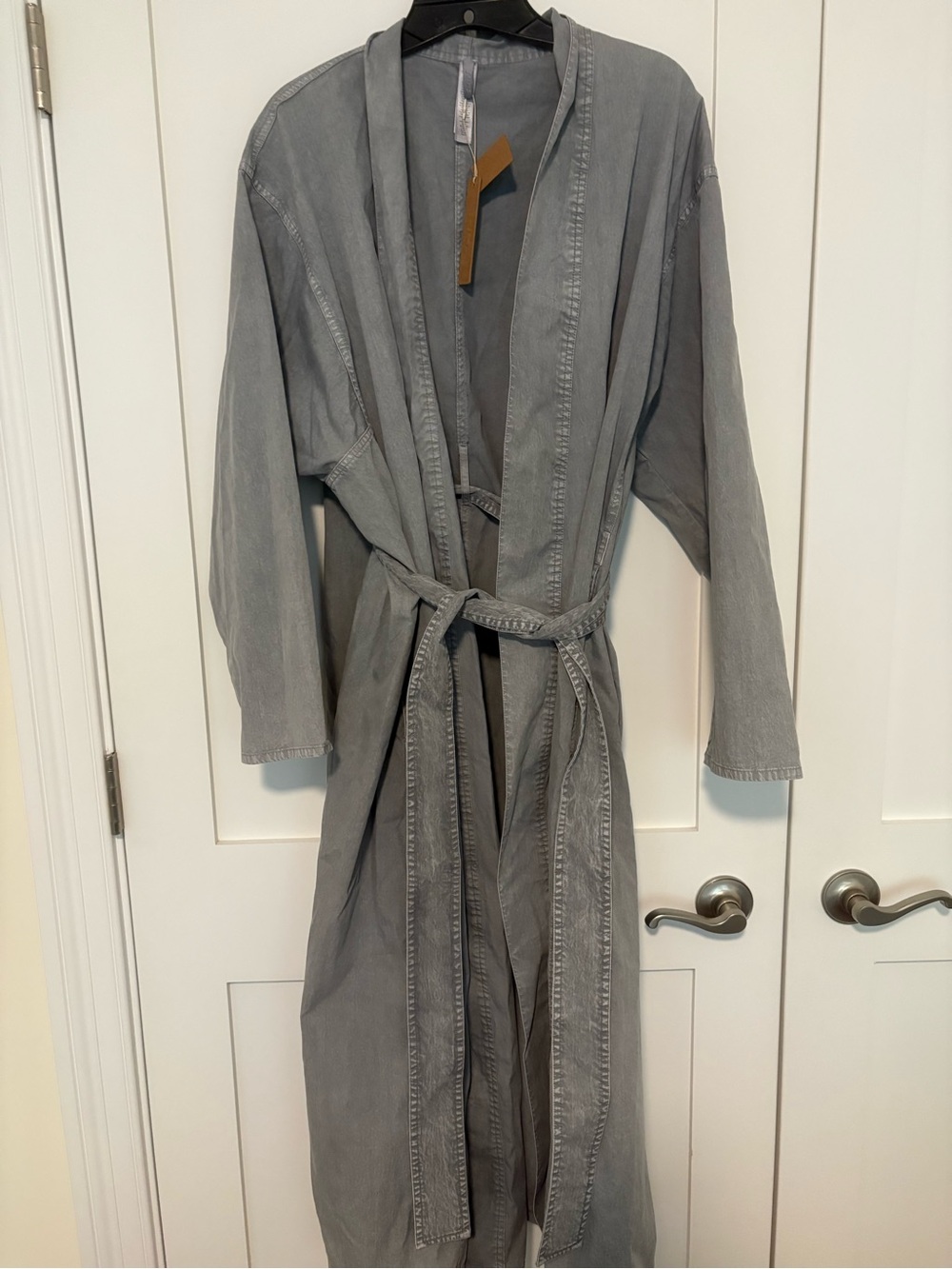 Skims Lightweight Gray Duster Robe Coat with Tie Belt